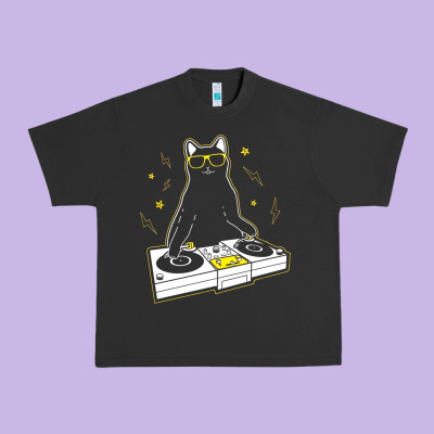 Cat Dj Urban Heavy Tee Designed By Artisfamous