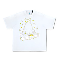 White cat dj Urban Heavy Tee - artisFamous