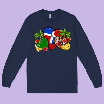 Dominican Republic Hearts Long Sleeve Tee Designed By Artiststas