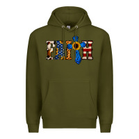 Army Green American Flag Faith Premium Hoodie - Jasminsmagicworld