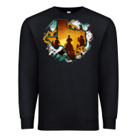 Black Horsehide Texas Map Cowboys Flag Premium Sweatshirt - RanaPortraitStore