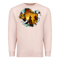 Pale Pink Horsehide Texas Map Cowboys Flag Premium Sweatshirt - RanaPortraitStore