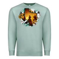Seafoam Horsehide Texas Map Cowboys Flag Premium Sweatshirt - RanaPortraitStore