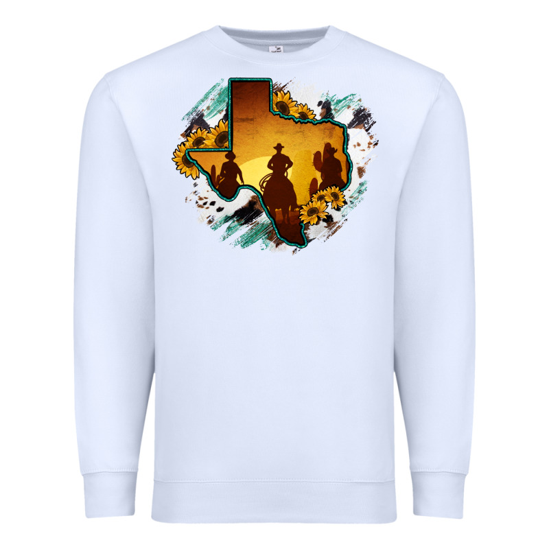 Horsehide Texas Map Cowboys Flag Premium Sweatshirt by RanaPortraitStore | Teevron