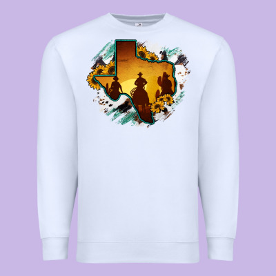Horsehide Texas Map Cowboys Flag Premium Sweatshirt Designed By Ranaportraitstore