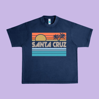 Santa C.r.u.z Cali Sunset 70s 80s Surfer Summer Sun Urban Heavy Tee Designed By Artisfamous