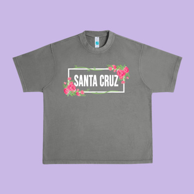 Santa C.r.u.z Cali  Floral Hibiscus Flower Urban Heavy Tee Designed By Artisfamous