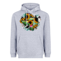 Heather Grey Texas Map Sunflower Cactus Serape Heavyweight Hoodie - RanaPortraitStore