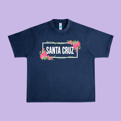 Santa C.r.u.z Cali  Floral Hibiscus Flower Urban Heavy Tee Designed By Artisfamous