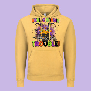 Kids Halloween Hubble Bubble Here Comes Trouble Vintage Hoodie Designed By Barkaloodesign