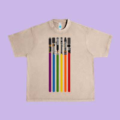 Rainbow Lightsaber Urban Heavy Tee Designed By Artisfamous