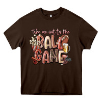Chocolate Brown take me out to the ball game Heavy Core Tee - FaDigitalArtStudio