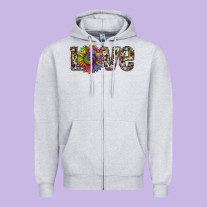 Tie Dye Sunflower Love Zipper Hoodie Designed By Ranaportraitstore