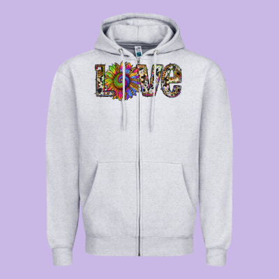 Tie Dye Sunflower Love Zipper Hoodie Designed By Ranaportraitstore