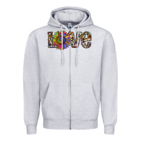 Heather Grey tie dye sunflower love Zipper Hoodie - RanaPortraitStore