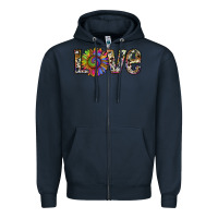 Navy tie dye sunflower love Zipper Hoodie - RanaPortraitStore