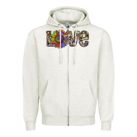 Oatmeal Heather tie dye sunflower love Zipper Hoodie - RanaPortraitStore
