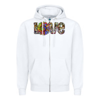 White tie dye sunflower love Zipper Hoodie - RanaPortraitStore