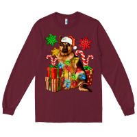 Burgundy christmas german shepherd Long Sleeve Tee - Artiststas
