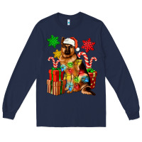 Navy christmas german shepherd Long Sleeve Tee - Artiststas