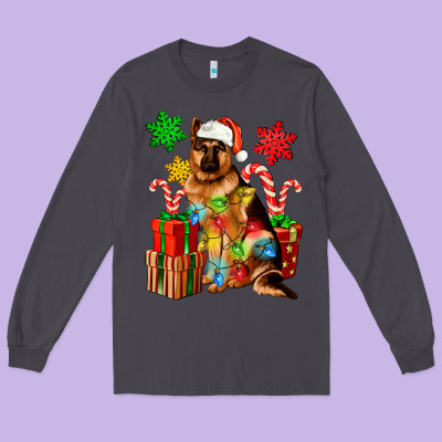Christmas German Shepherd Long Sleeve Tee Designed By Artiststas