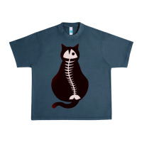 Midnight Navy Cat with Fish Bone Urban Heavy Tee - artisFamous
