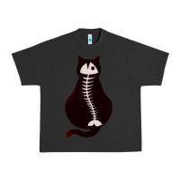 Pigment Black Cat with Fish Bone Urban Heavy Tee - artisFamous