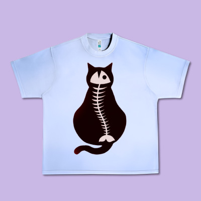 Cat With Fish Bone Urban Heavy Tee Designed By Artisfamous