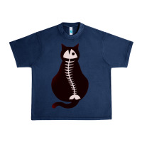 Navy Cat with Fish Bone Urban Heavy Tee - artisFamous