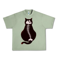 Oil Green Cat with Fish Bone Urban Heavy Tee - artisFamous