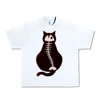 White Cat with Fish Bone Urban Heavy Tee - artisFamous
