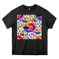 Asphalt Pride lgbtq lips and heart lollipop seamless patte Heavy Core Tee - BundleAndBundleShop