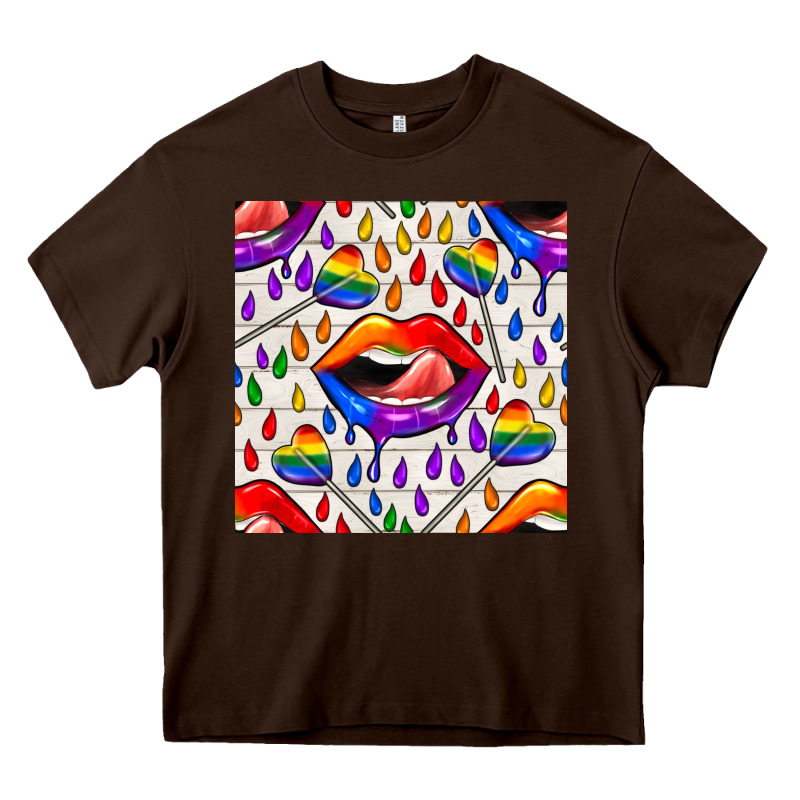 Pride Lgbtq Lips And Heart Lollipop Seamless Patte Heavy Core Tee by BundleAndBundleShop | Teevron