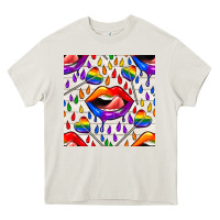 Cream Pride lgbtq lips and heart lollipop seamless patte Heavy Core Tee - BundleAndBundleShop