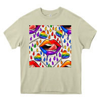 Mossy Pride lgbtq lips and heart lollipop seamless patte Heavy Core Tee - BundleAndBundleShop
