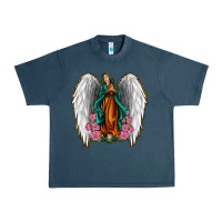 Midnight Navy Angel Wing Lady of Guadalupe Urban Heavy Tee - Jasminsmagicworld