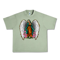 Oil Green Angel Wing Lady of Guadalupe Urban Heavy Tee - Jasminsmagicworld