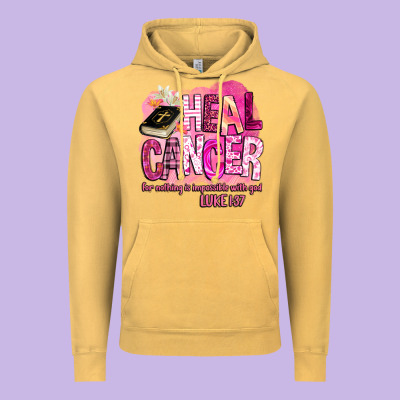 Heal Cancer For Nothing Is Impossible With God Vintage Hoodie Designed By Barkaloodesign
