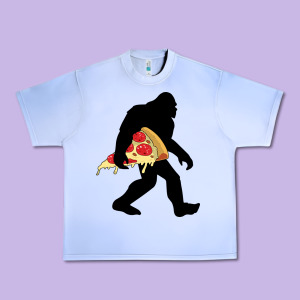 Bigfoot Carrying Pizza Urban Heavy Tee Designed By Artisfamous