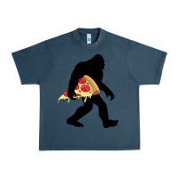 Midnight Navy bigfoot carrying pizza Urban Heavy Tee - artisFamous