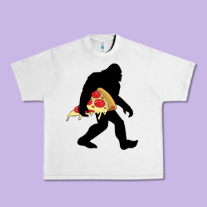Bigfoot Carrying Pizza Urban Heavy Tee Designed By Artisfamous