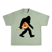 Oil Green bigfoot carrying pizza Urban Heavy Tee - artisFamous