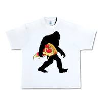 White bigfoot carrying pizza Urban Heavy Tee - artisFamous