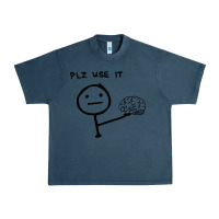 Midnight Navy Plz Use It Text Graphic Urban Heavy Tee - artisFamous