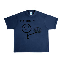Navy Plz Use It Text Graphic Urban Heavy Tee - artisFamous