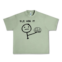 Oil Green Plz Use It Text Graphic Urban Heavy Tee - artisFamous
