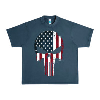 Midnight Navy the punisher american flag Urban Heavy Tee - artisFamous