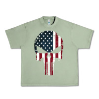 Oil Green the punisher american flag Urban Heavy Tee - artisFamous