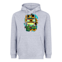 Heather Grey Alabama Map Sunflower Cactus Serape Heavyweight Hoodie - RanaPortraitStore