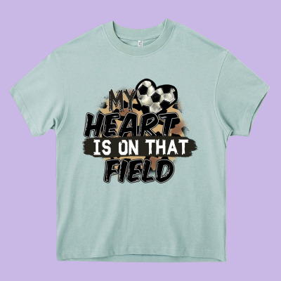 My Heart Is On That Field Soccer Heavy Core Tee Designed By Fadigitalartstudio
